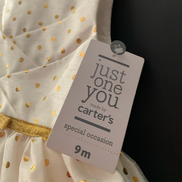 🐦Gold & Cream Polka Dot Special Occasion Dress 9M - Picture 5 of 7